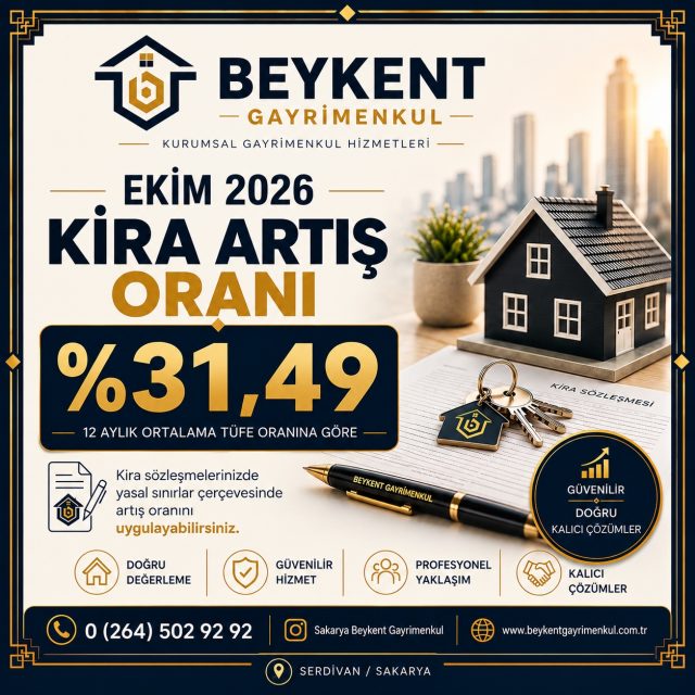 Beykent Gayrimenkul Ekim 2026 kira artış oranı %31,49 bilgilendirme görseli